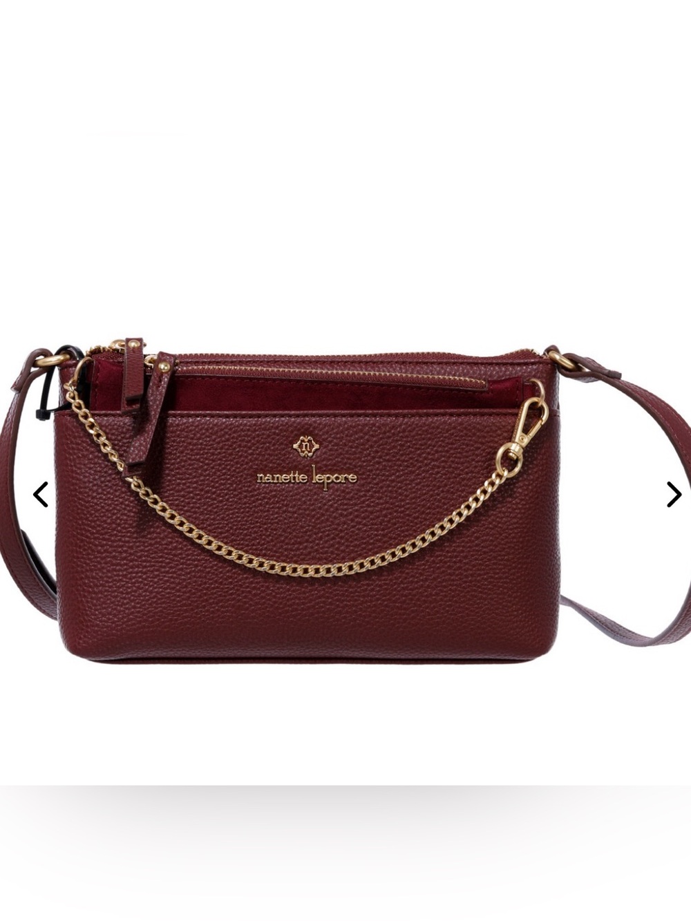 NWT Nanette LePore Mirebella Crossbody & Clutch (2-in-1), Cranberry Red, 9x6x2.5